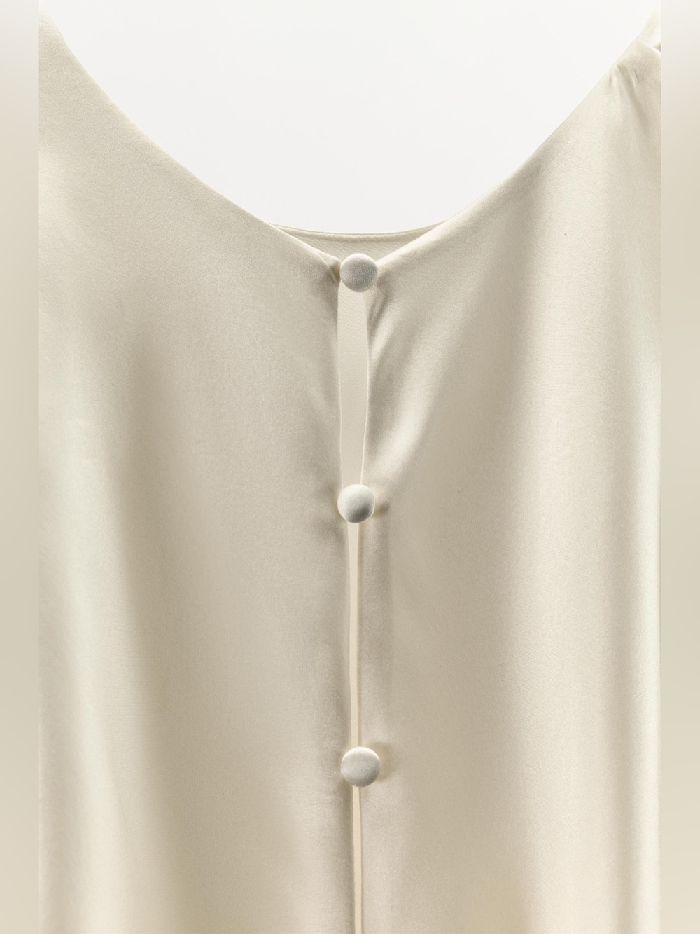 Zara 100% Silk Draped Dress In Oyster-white with Flared Cuffs. - Picture 13 of 17